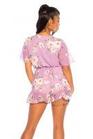 Sexy jumpsuit met bloemen-print lila